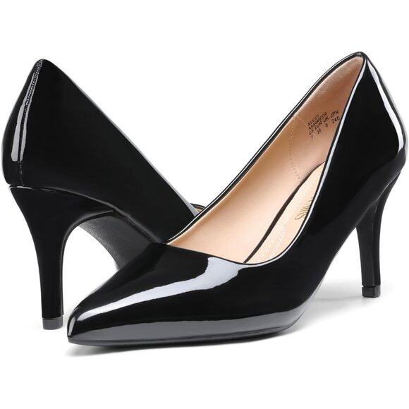 Dream Pair Women Black Pat Faux Leather Kucci Pointed Toe High Heel Pumps Shoes - Picture 4 of 8